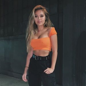 White Fox Boutique Orange Crop Top